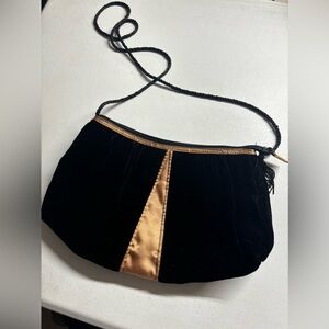 Vintage satin and velvet black and brown purse